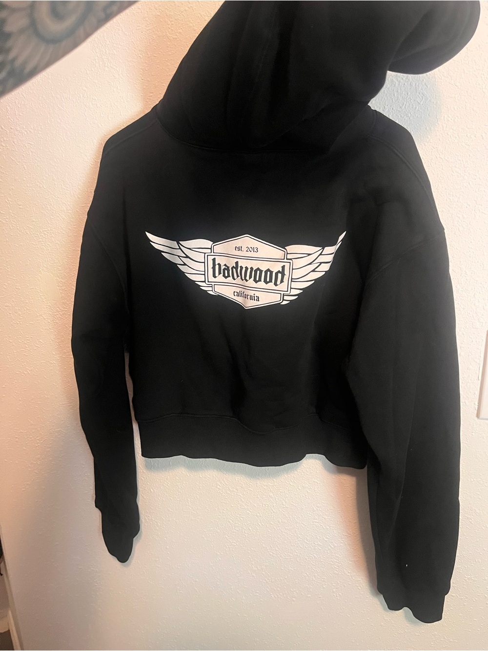 Badwood Black Cropped Hoodie Jacket